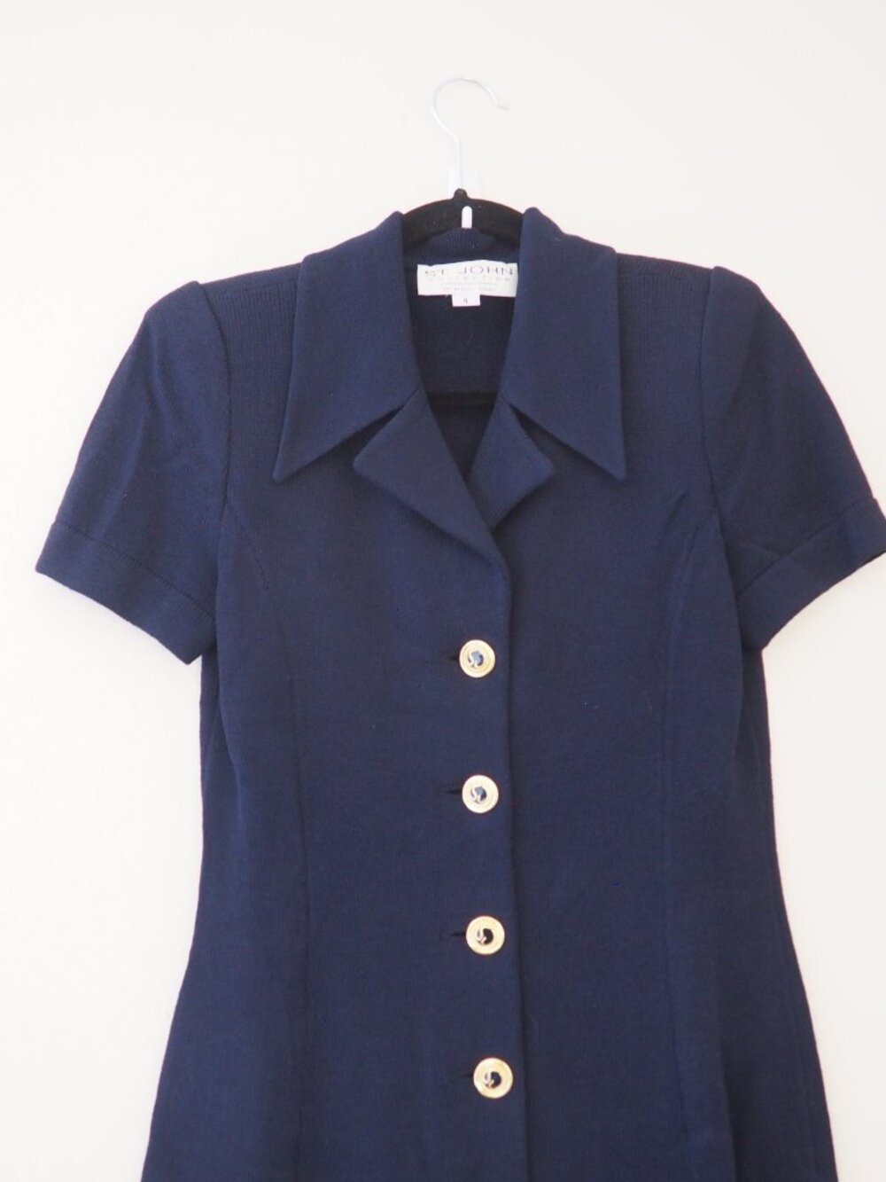 Vintage St. John Collection by Marie Gray Navy Blue Short Sleeve Dress - Picture 2 of 7